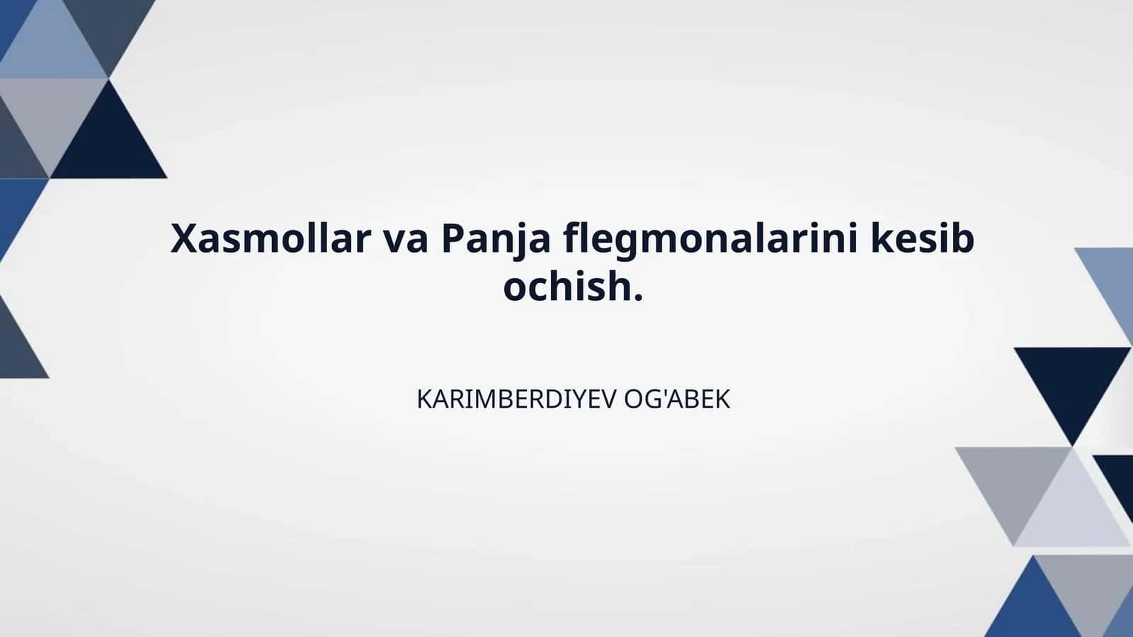 Xasmollar va Panja flegmonalarini kesib ochish. 1