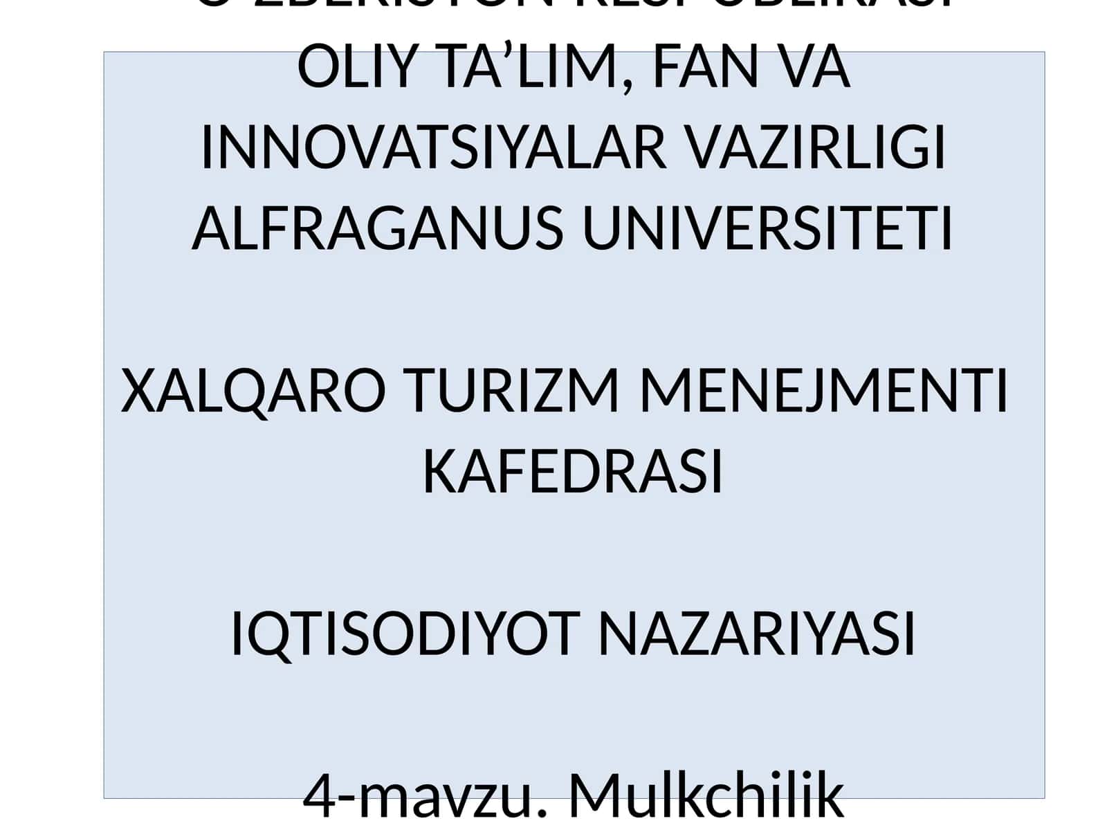Iqtisodiyot nazariyasi 1
