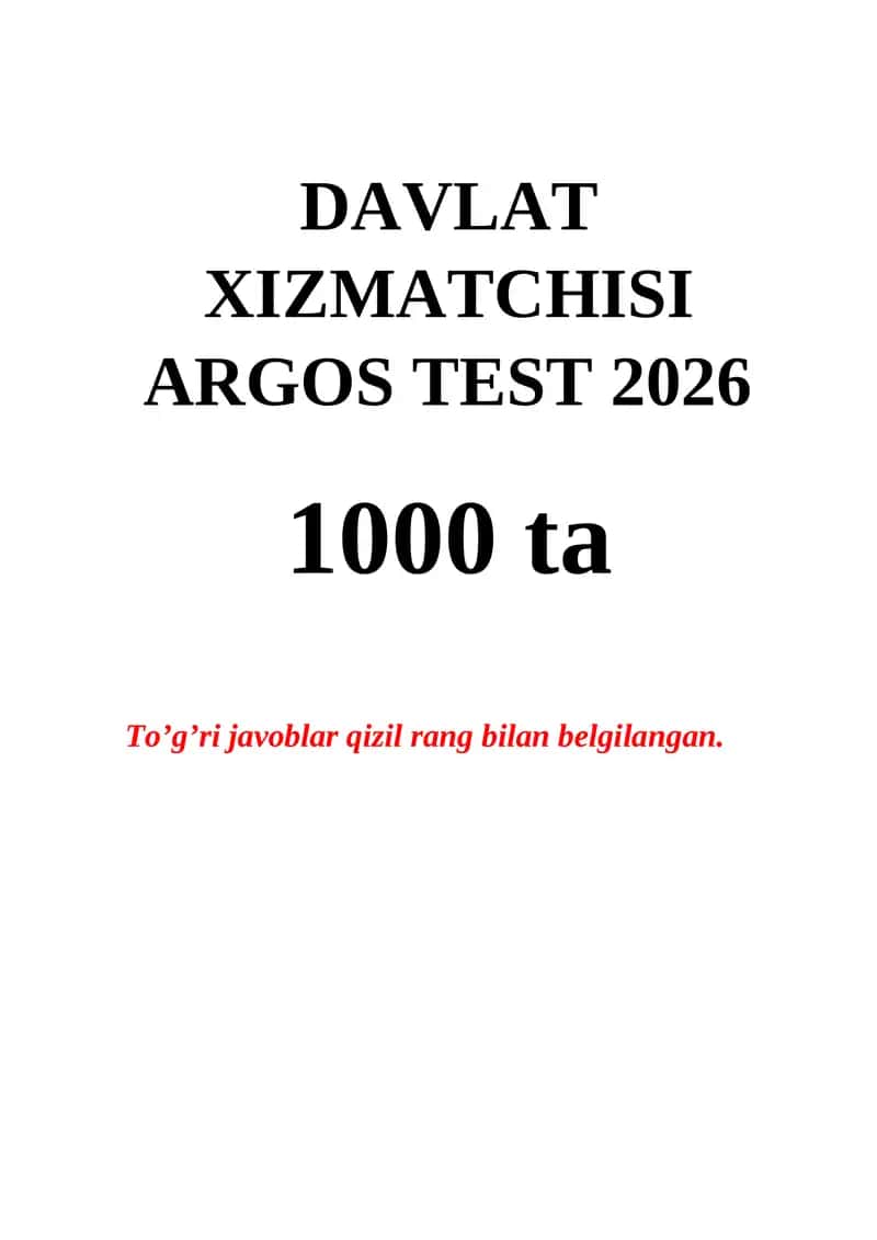 DAVLAT XIZMATCHISI ARGOS TEST 2026 1