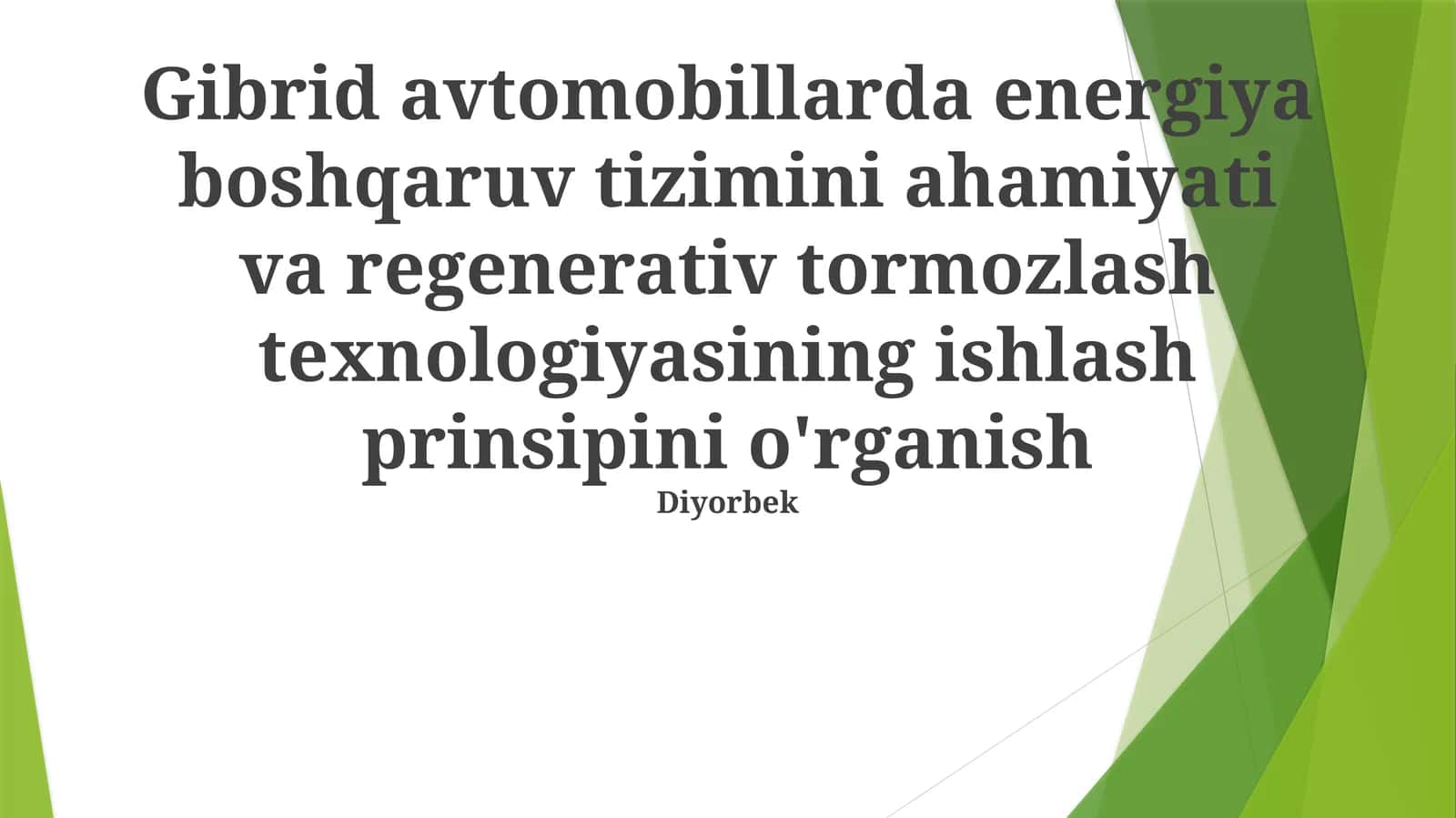 Regenerativ tormozlashning ish printsipi 1