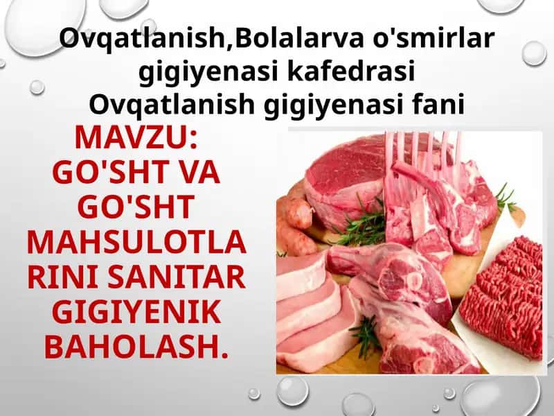 Go'sht va go'sht mahsulotlarini gigiyenik baholash 1