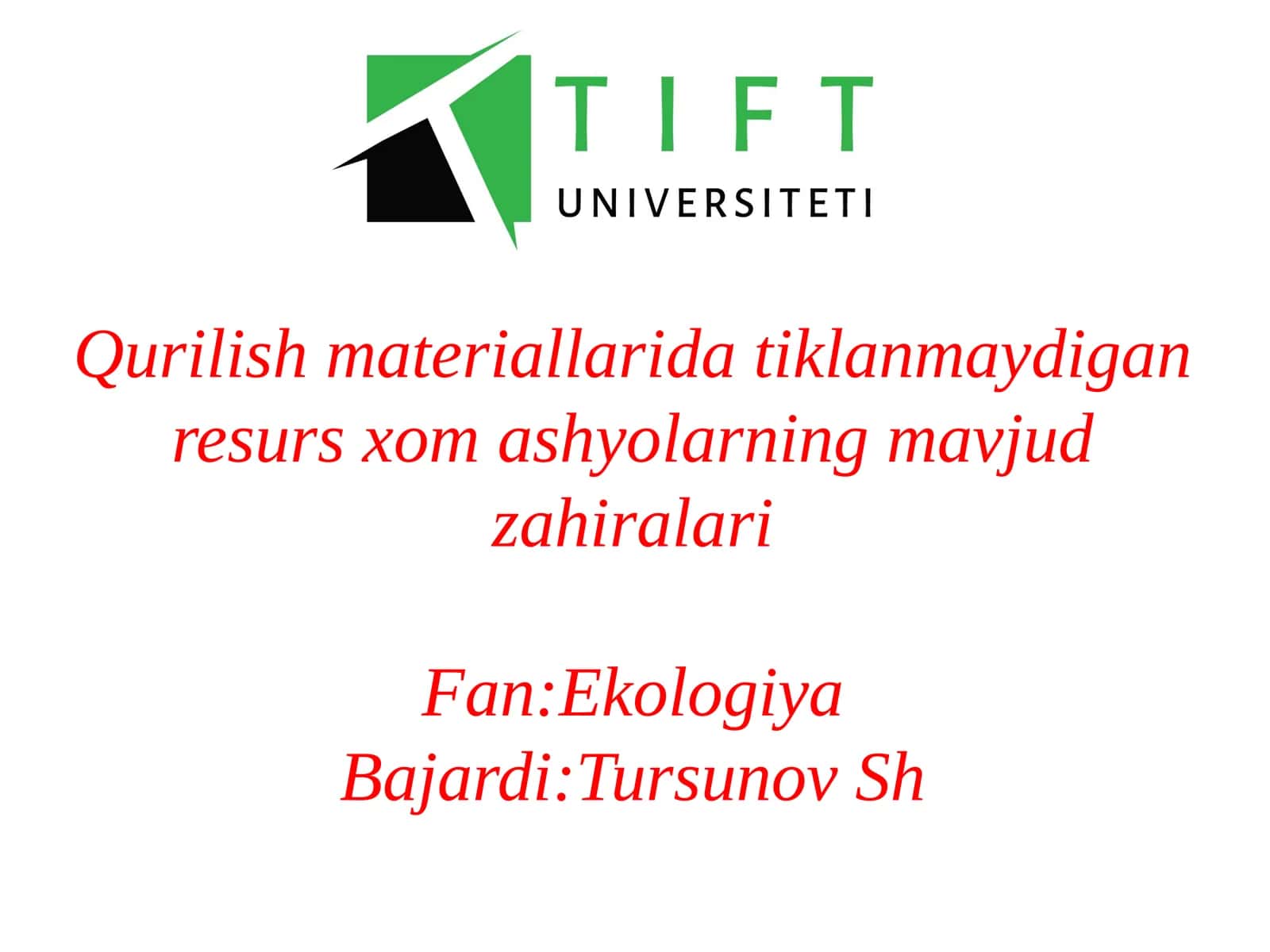 Qurilish materiallarida tiklanmaydigan resurs xom ashyolarning mavjud zahiralari. 1