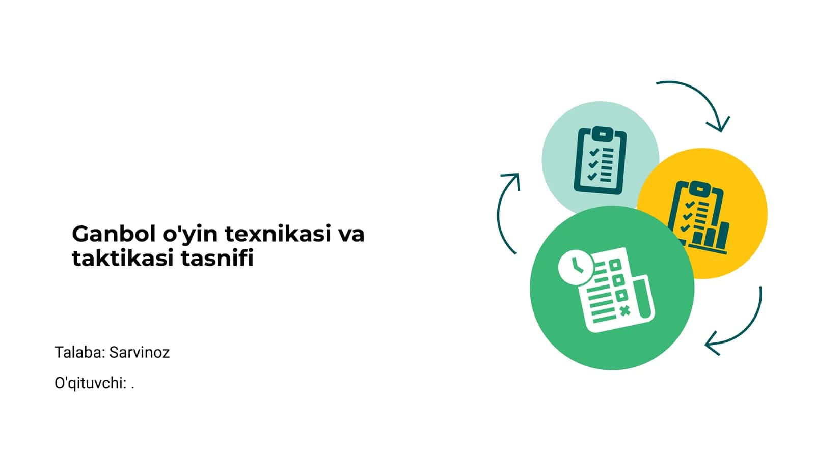 Ganbol o'yin texnikasi va taktikasi tasnifi 1