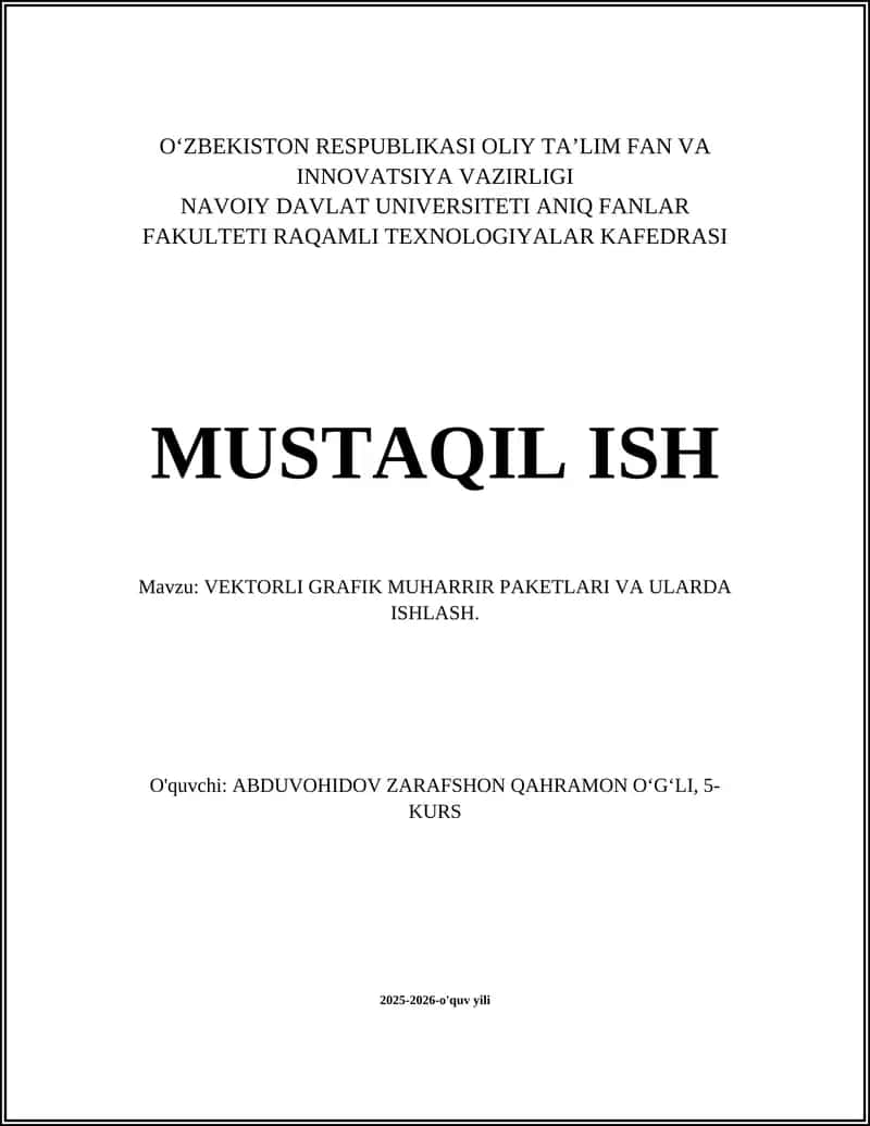VEKTORLI GRAFIK MUHARRIR PAKETLARI VA ULARDA ISHLASH 1