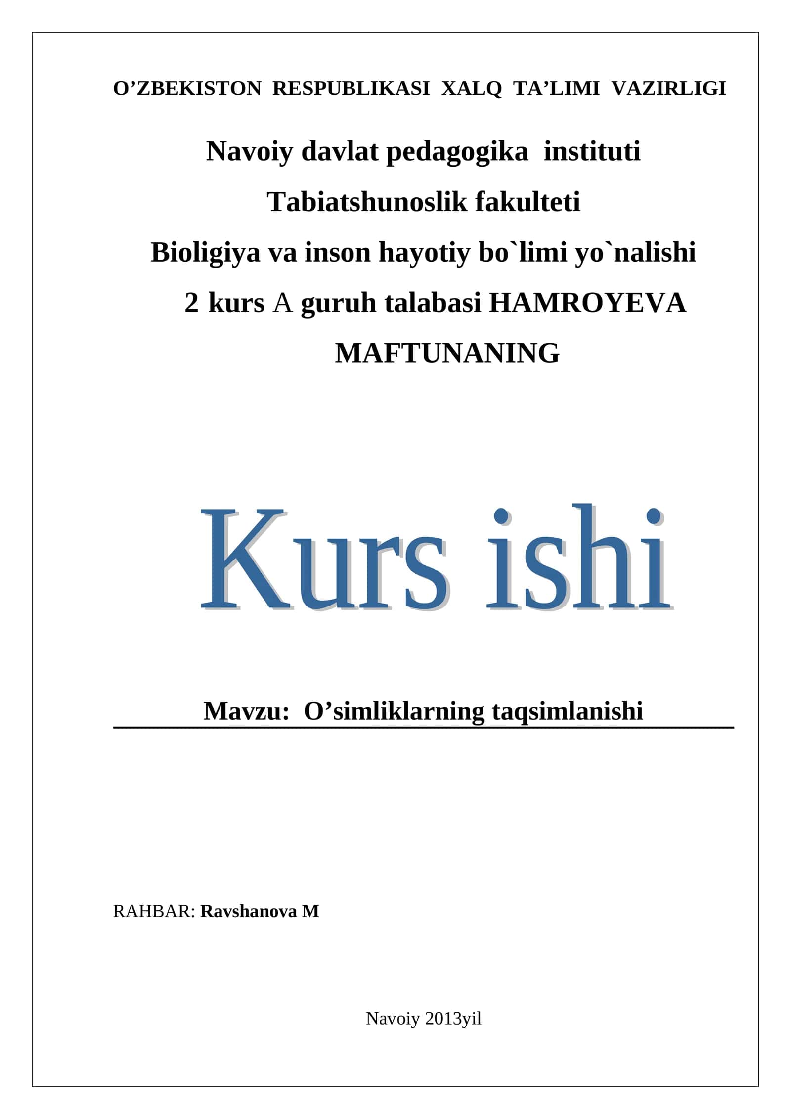 O’simliklarning taqsimlanishi 1