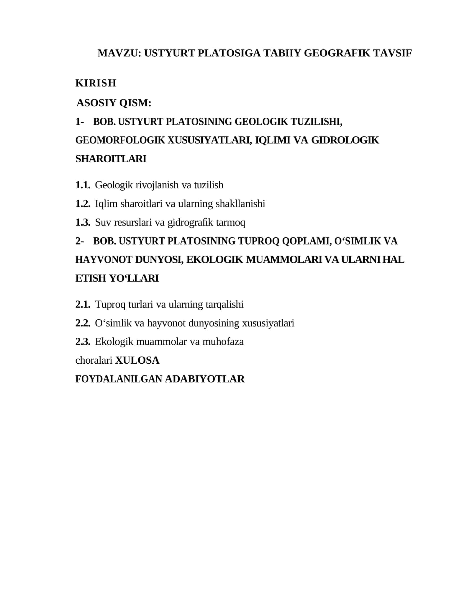 USTYURT PLATOSIGA TABIIY GEOGRAFIK TAVSIF 1