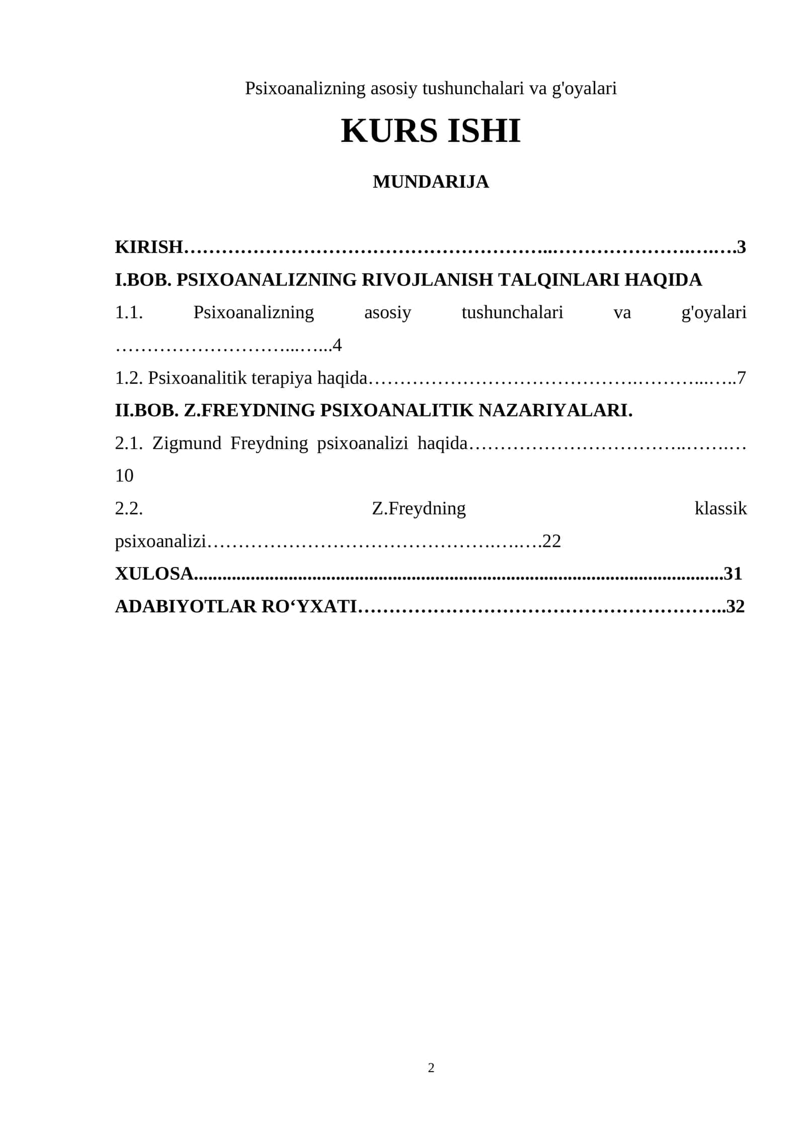 Psixoanalizning asosiy tushunchalari va g'oyalari 1