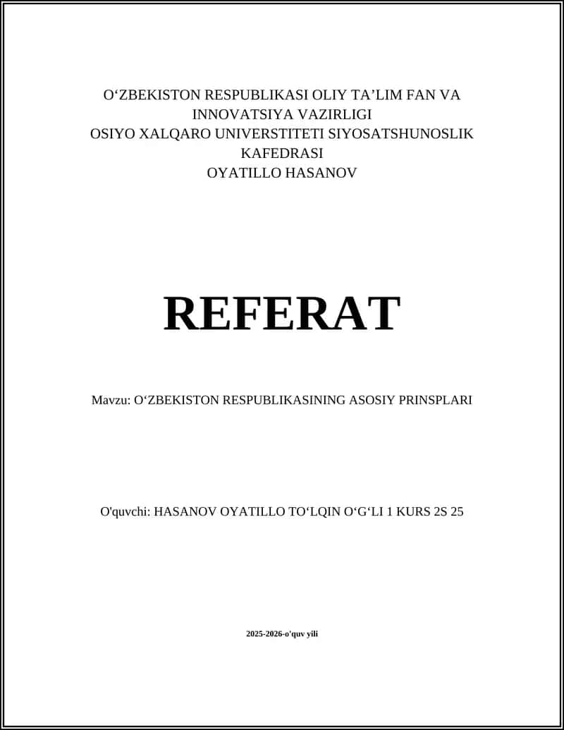 O‘zbekiston Respublikasining asosiy prinsiplari 1