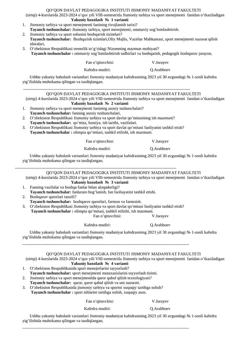 Yakuniy baxolash № 1 varianti 1