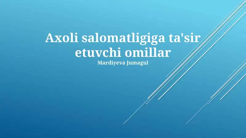 Axoli salomatligiga ta'sir etuvchi omillar 1