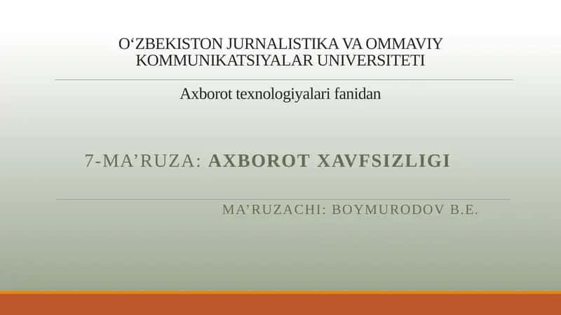 Axborot xavfsizligi 1