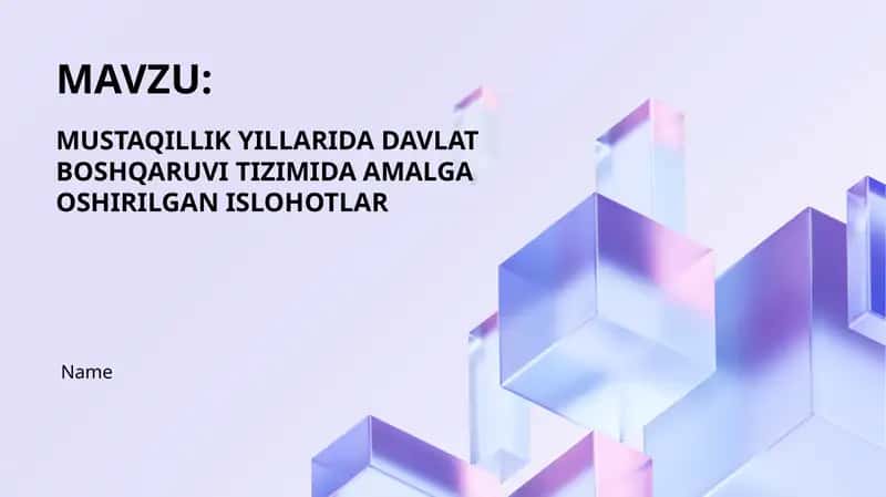 MUSTAQILLIK YILLARIDA DAVLAT BOSHQARUVI TIZIMIDA AMALGA OSHIRILGAN ISLOHOTLAR 1