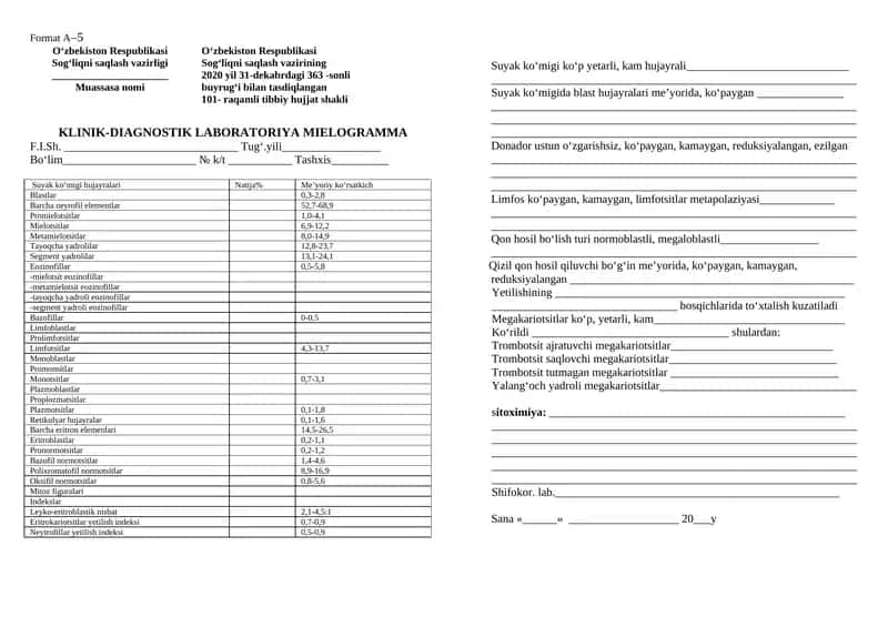 KLINIK-DIAGNOSTIK LABORATORIYA MIELOGRAMMA 1