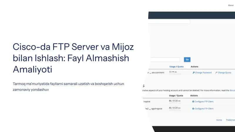 Cisco-da FTP Server va Mijoz bilan Ishlash: Fayl Almashish Amaliyoti 1