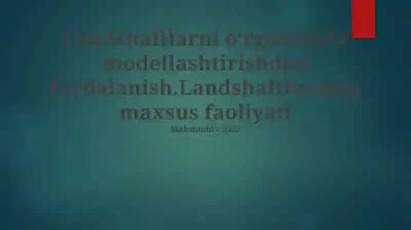 Landshaft Evolyutsiyasi Modellar