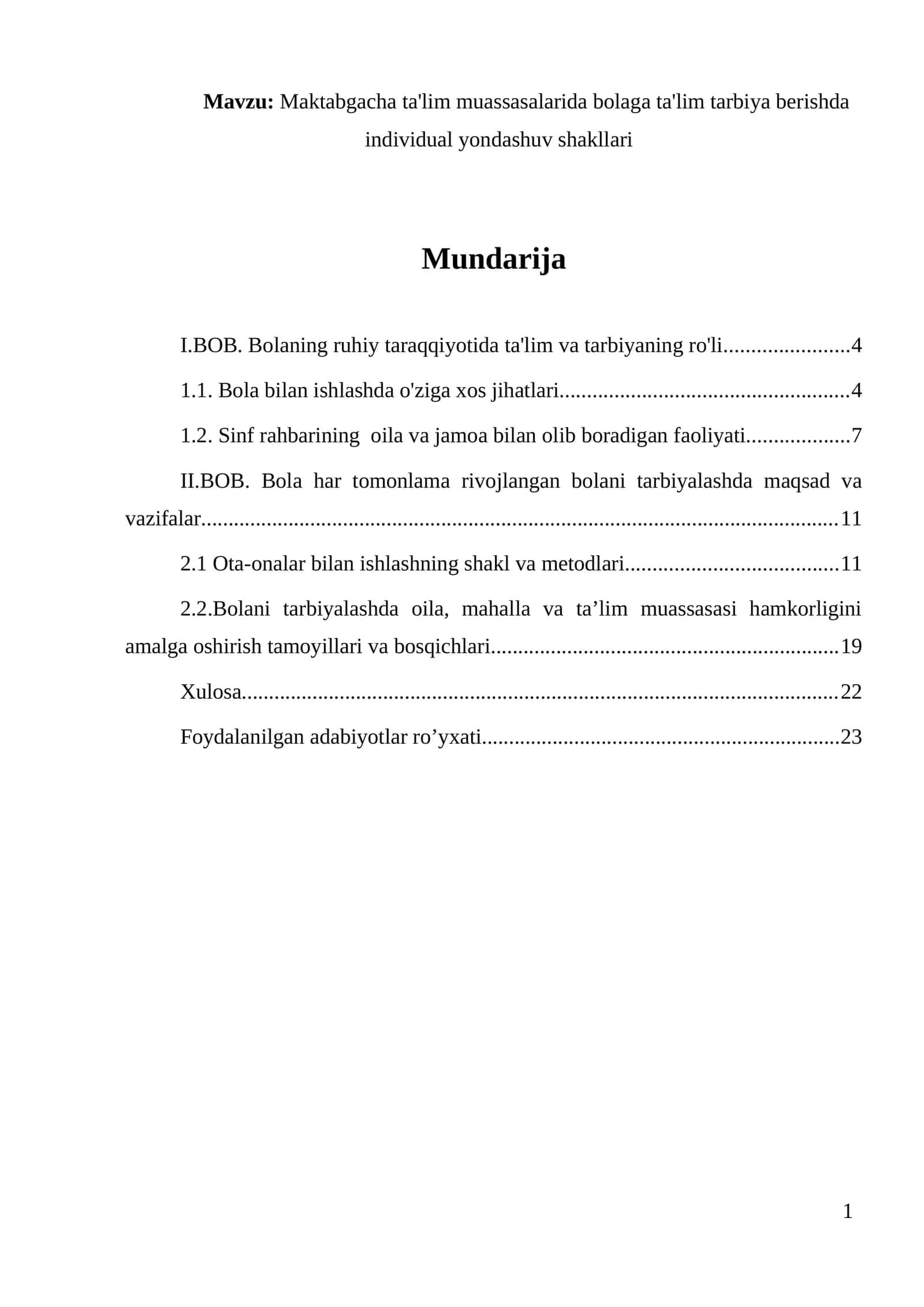 Maktabgacha ta'lim muassasalarida bolaga ta'lim tarbiya berishda individual yondashuv shakllari 1
