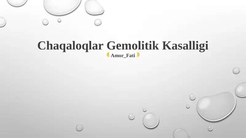 Chaqaloqlar Gemolitik Kasalligi 1