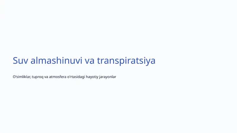 Suv almashinuvi va transpiratsiya 1