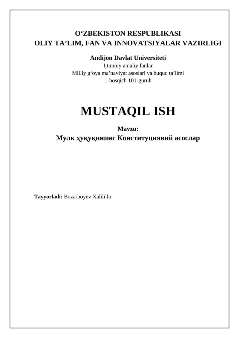 Мулк ҳуқуқининг Конституциявий асослари 1