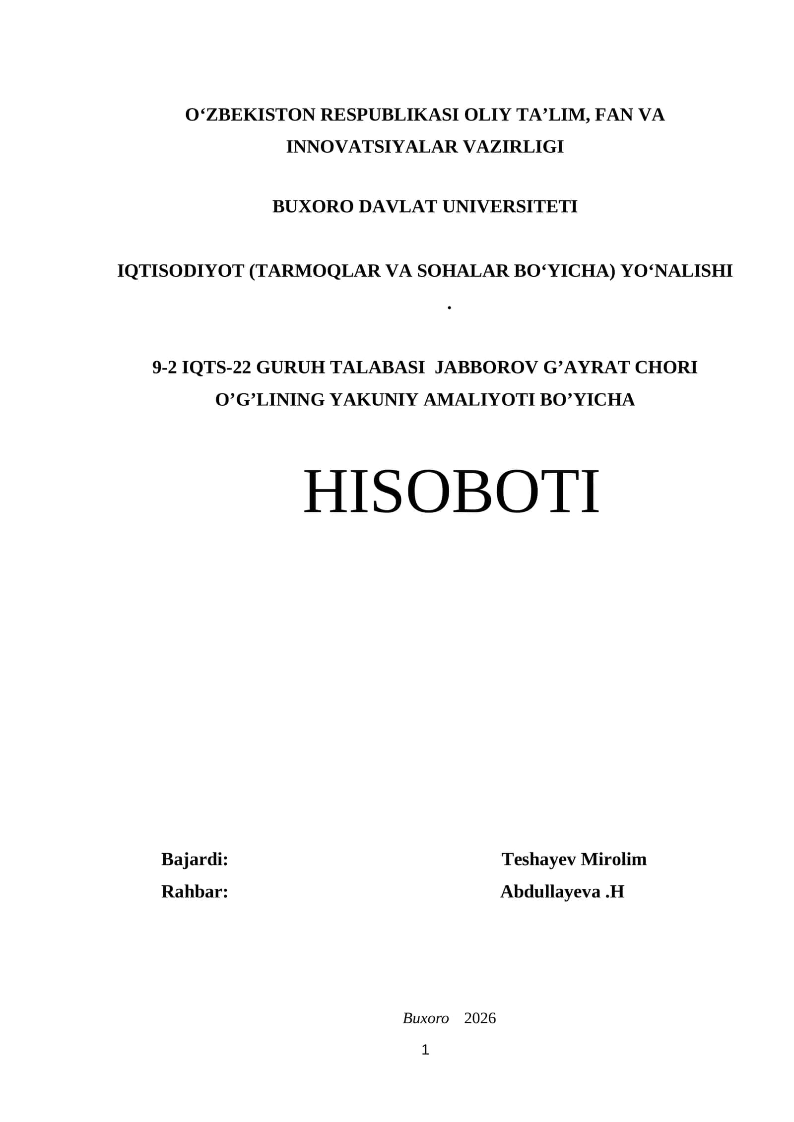 Fortuna biznes mikro moliya tashkiloti boyicha amaliyot hisoboti. 1