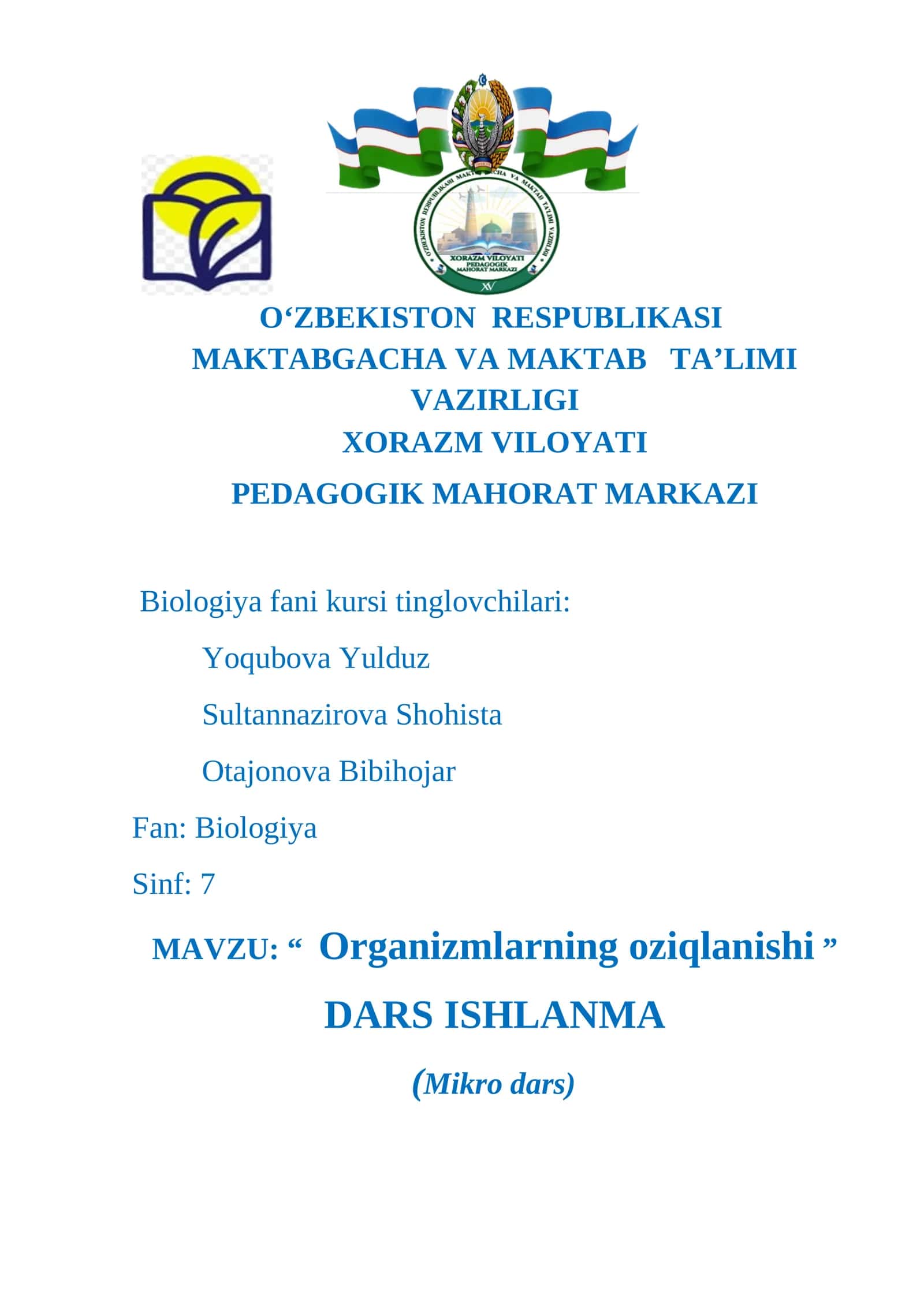 Organizmlarning oziqlanishi 1