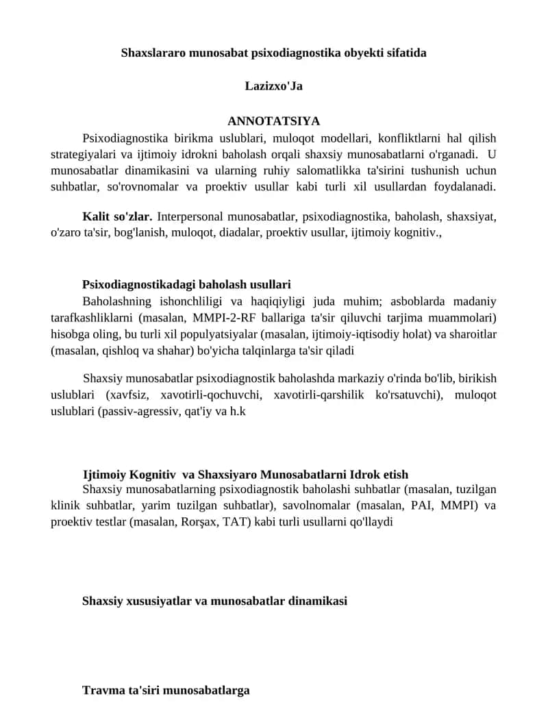 Psixodiagnostika Ob'yekti Sifatida 1