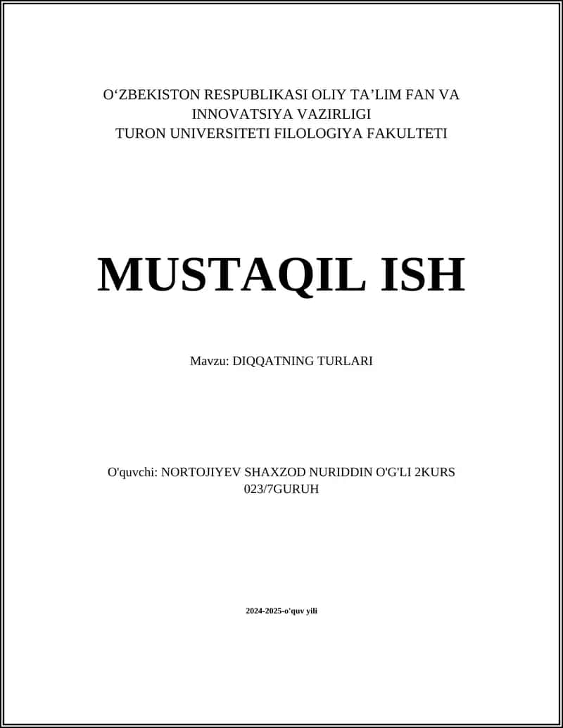 DIQQATNING TURLARI 1