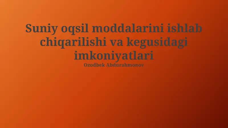 Sintetik oqsil moddalarini ishlab chiqarish 1