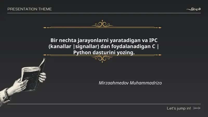 IPC (kanallar | signallar) va foydali dasturlash 1
