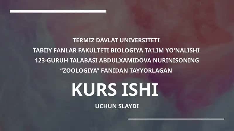 "ZOOLOGIYA" Fanidan Tayyorlagan Kurs Ishi 1