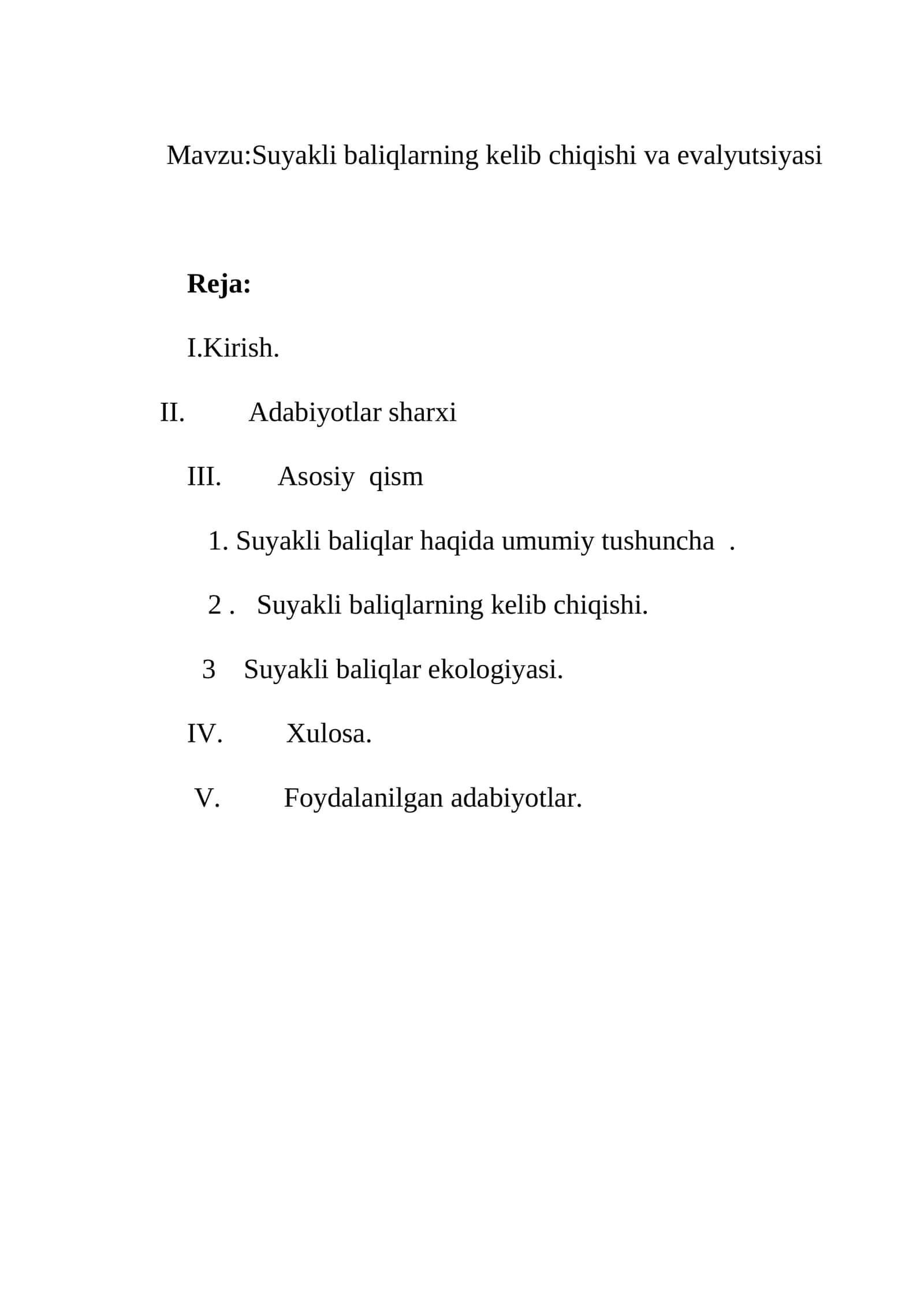 Suyakli baliqlarning kelib chiqishi va evalyutsiyasi 1