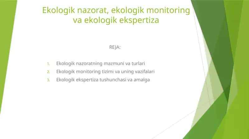 Ekologik nazorat, ekologik monitoring va ekologik ekspertiza 1