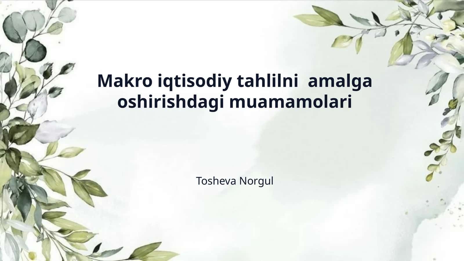 Makro iqtisodiy tahlilni  amalga oshirishdagi muamamolari 1
