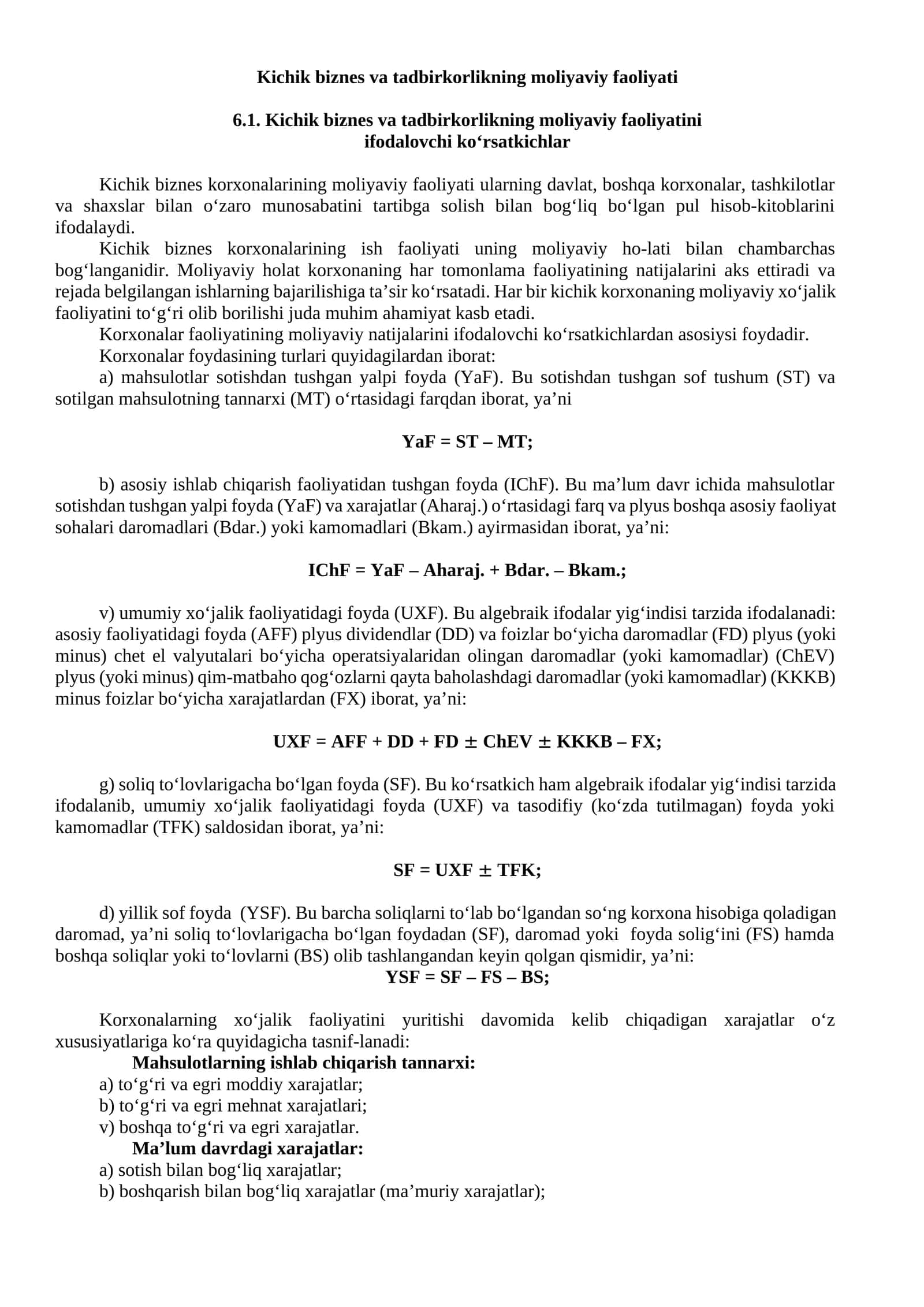 Kichik biznes va tadbirkorlikning moliyaviy faoliyati 1