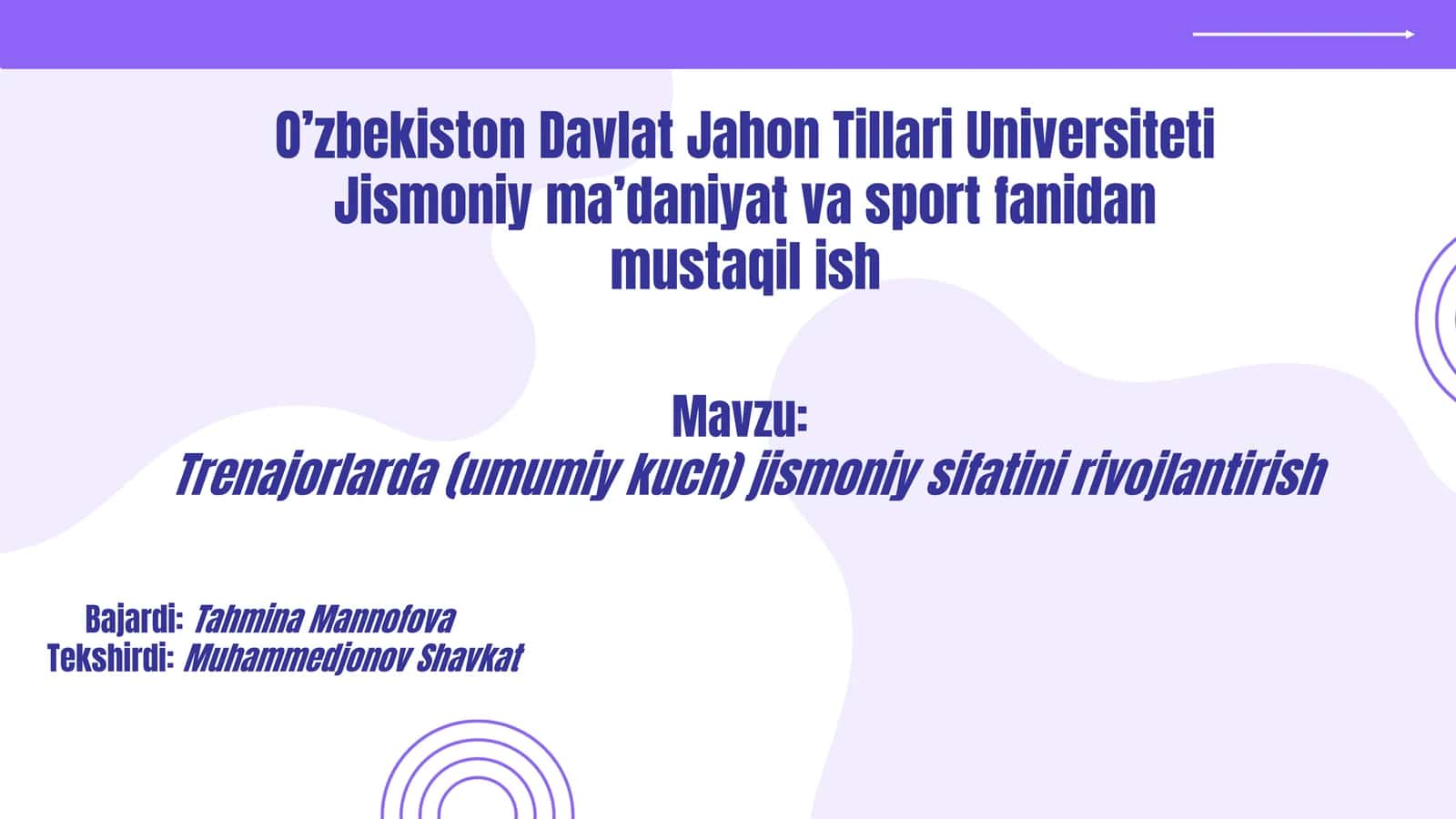 Trenajorlarda (umumiy kuch) jismoniy sifatini rivojlantirish 1