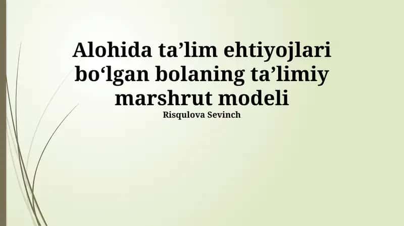 Maxsus Ta'limga Muhtojna Bola Uchun Ta'lim Yo'lining Rejalashtirilishi 1