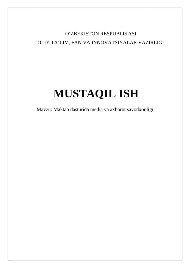 Media va axborot savodxonligi (MAS) 1