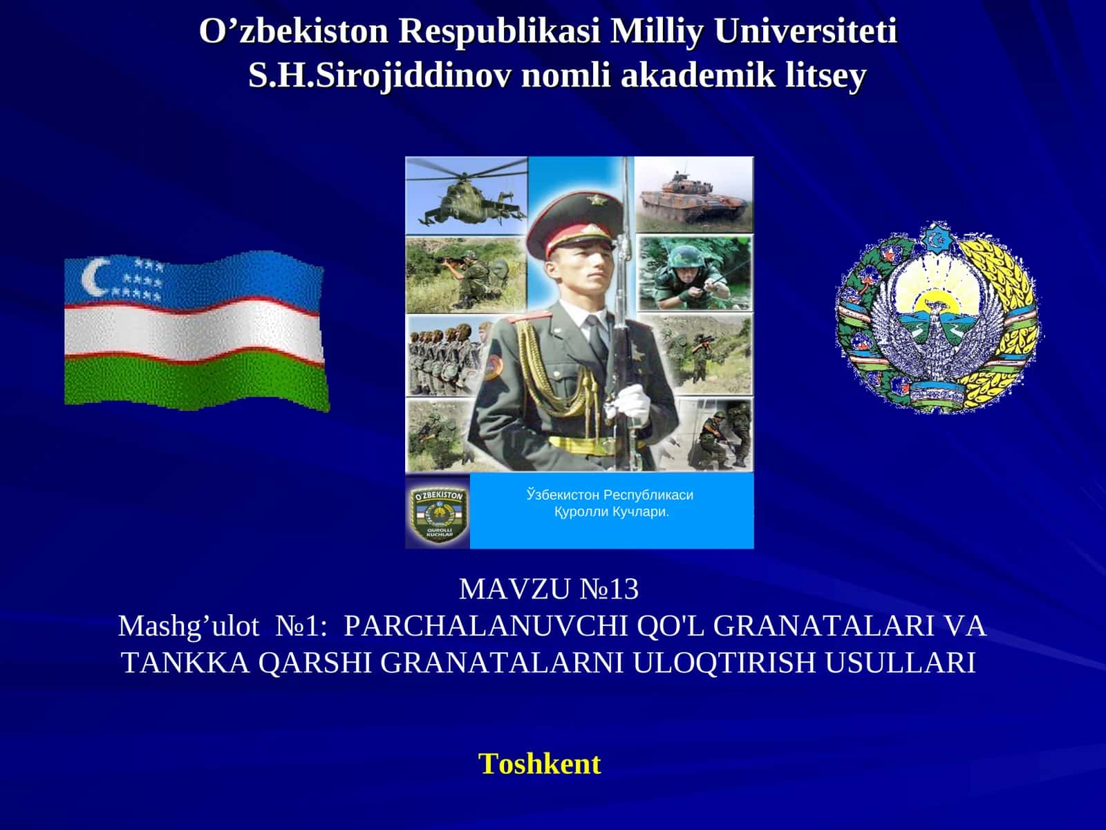 PARCHALANUVCHI QO'L GRANATALARI VA TANKKA QARSHI GRANATALARNI ULOQTIRISH USULLARI 1