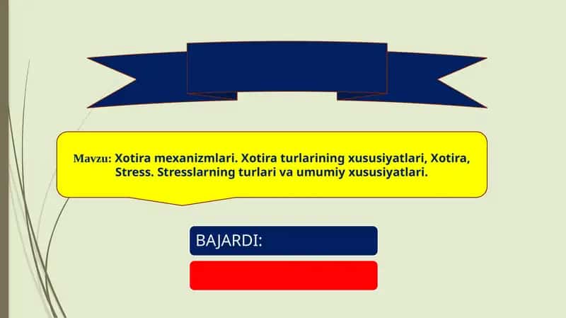 Xotira mexanizmlari. Xotira turlarining xususiyatlari, Xotira, Stress. Stresslarning turlari va umumiy xususiyatlari 1