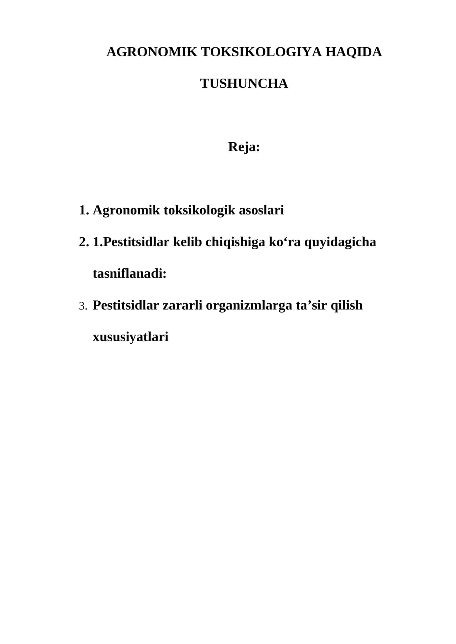 AGRONOMIK TOKSIKOLOGIYA HAQIDA TUSHUNCHA 1