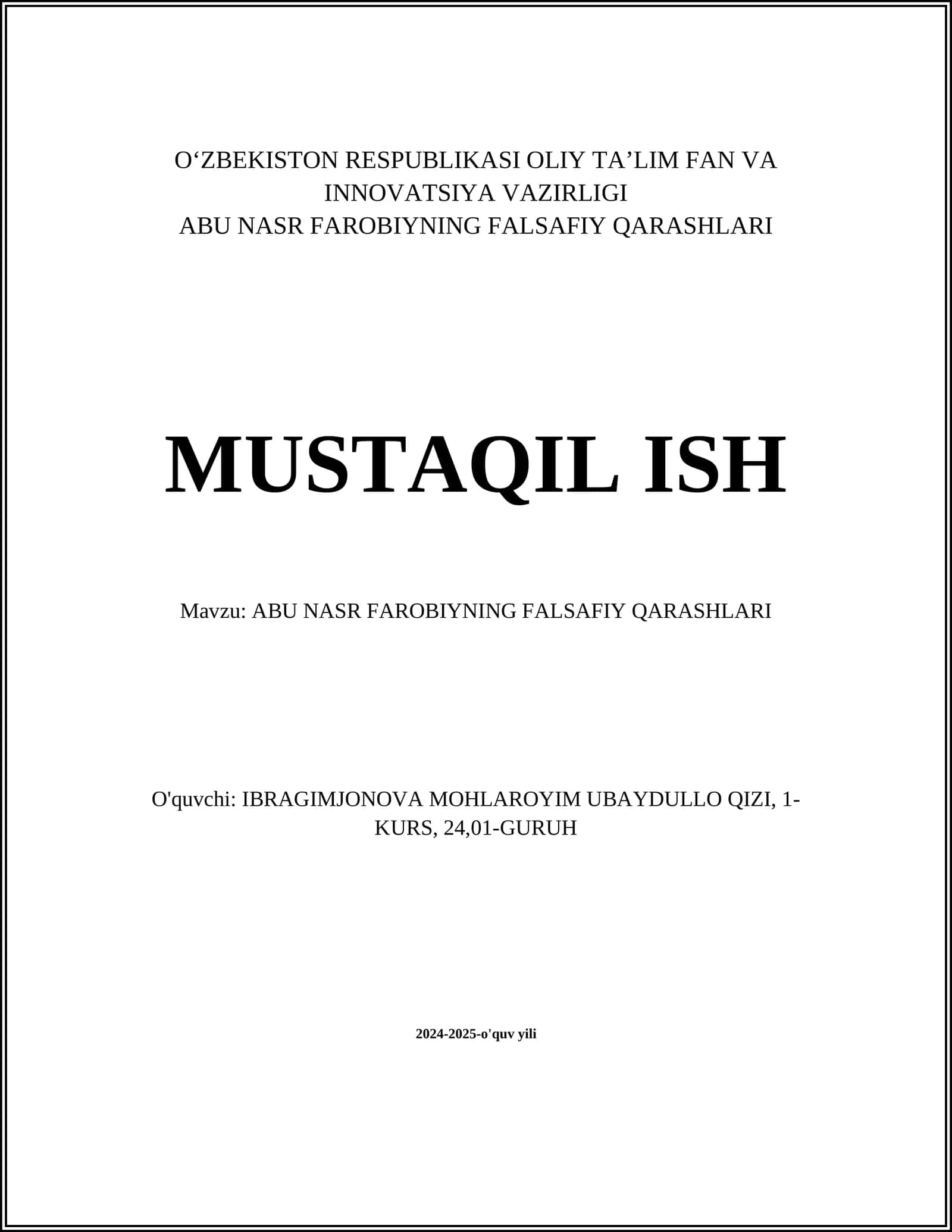 ABU NASR FAROBIYNING FALSAFIY QARASHLARI 1