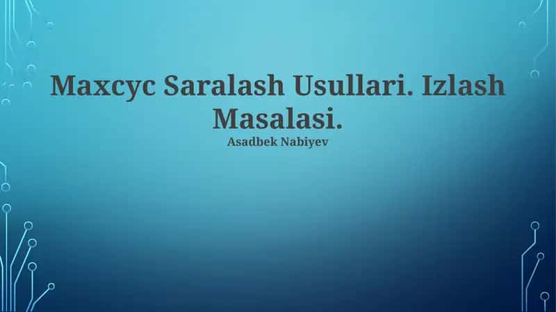 Maxcyc Saralash Usullari 1