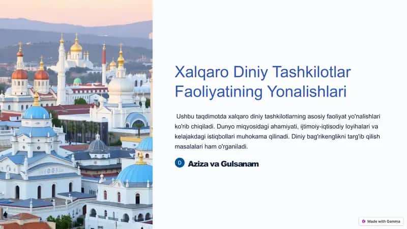 Xalqaro Diniy Tashkilotlar Faoliyatining Yonalishlari 1