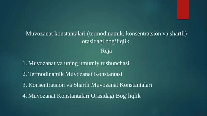 Muvozanat va uning umumiy tushunchasi 1