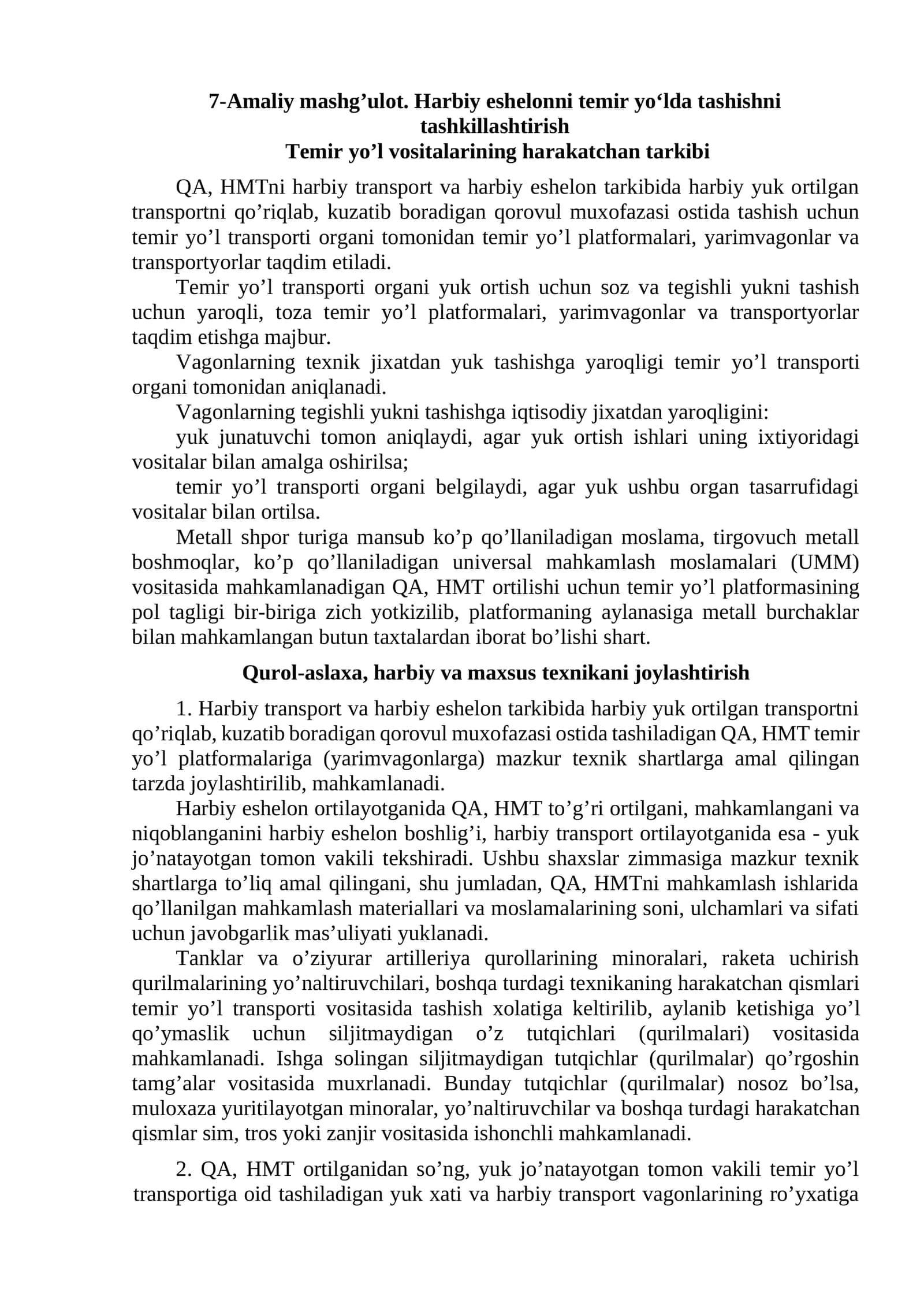 Temir yo‘lda yuk ortitilgan trаnsportni tаshish 1