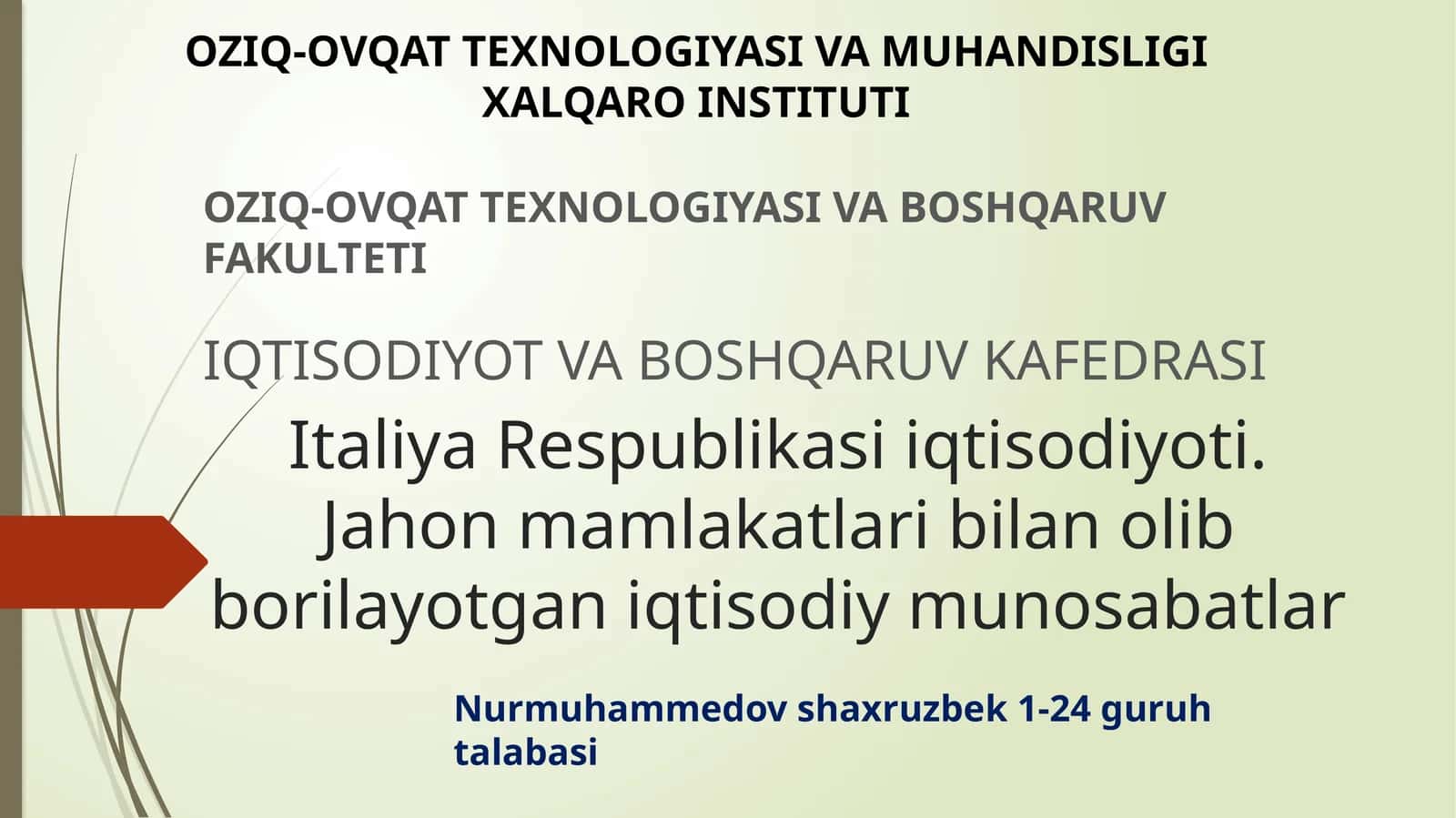 Italiya Respublikasi iqtisodiyoti 1