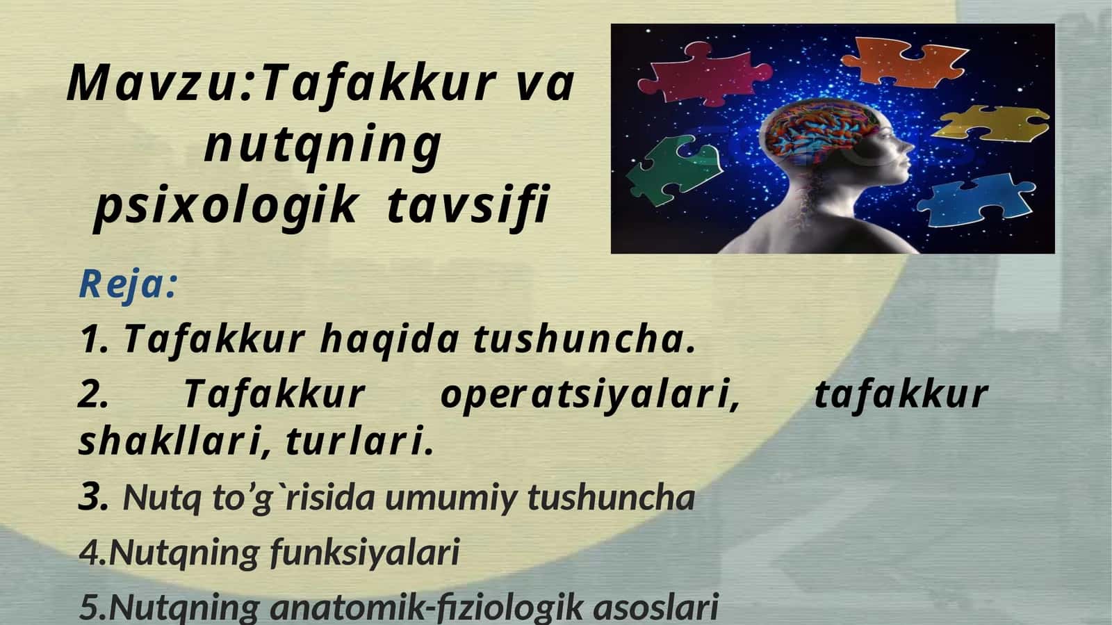 Tafakkur va nutqning psixologik tavsifi 1