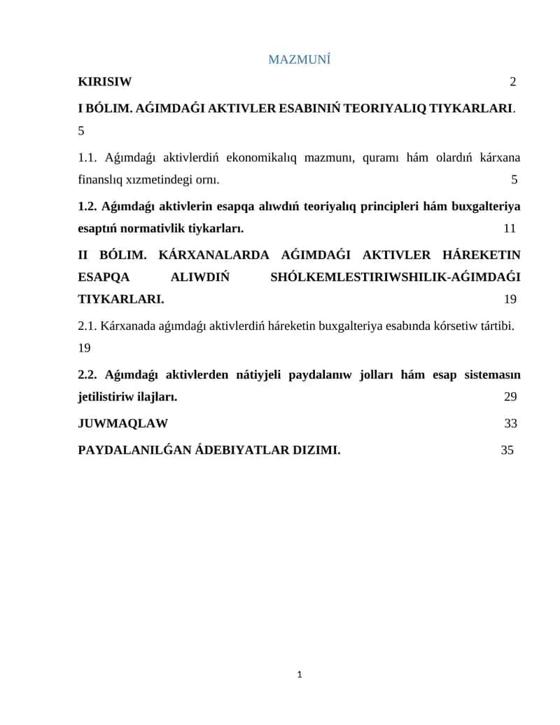Aǵımdaǵı Aktivler 1