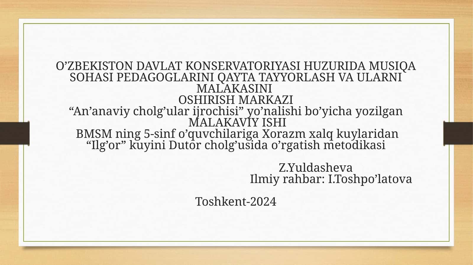 Ilg'or kuyini Dutor cholg'usida o'rgatish metodikasi 1