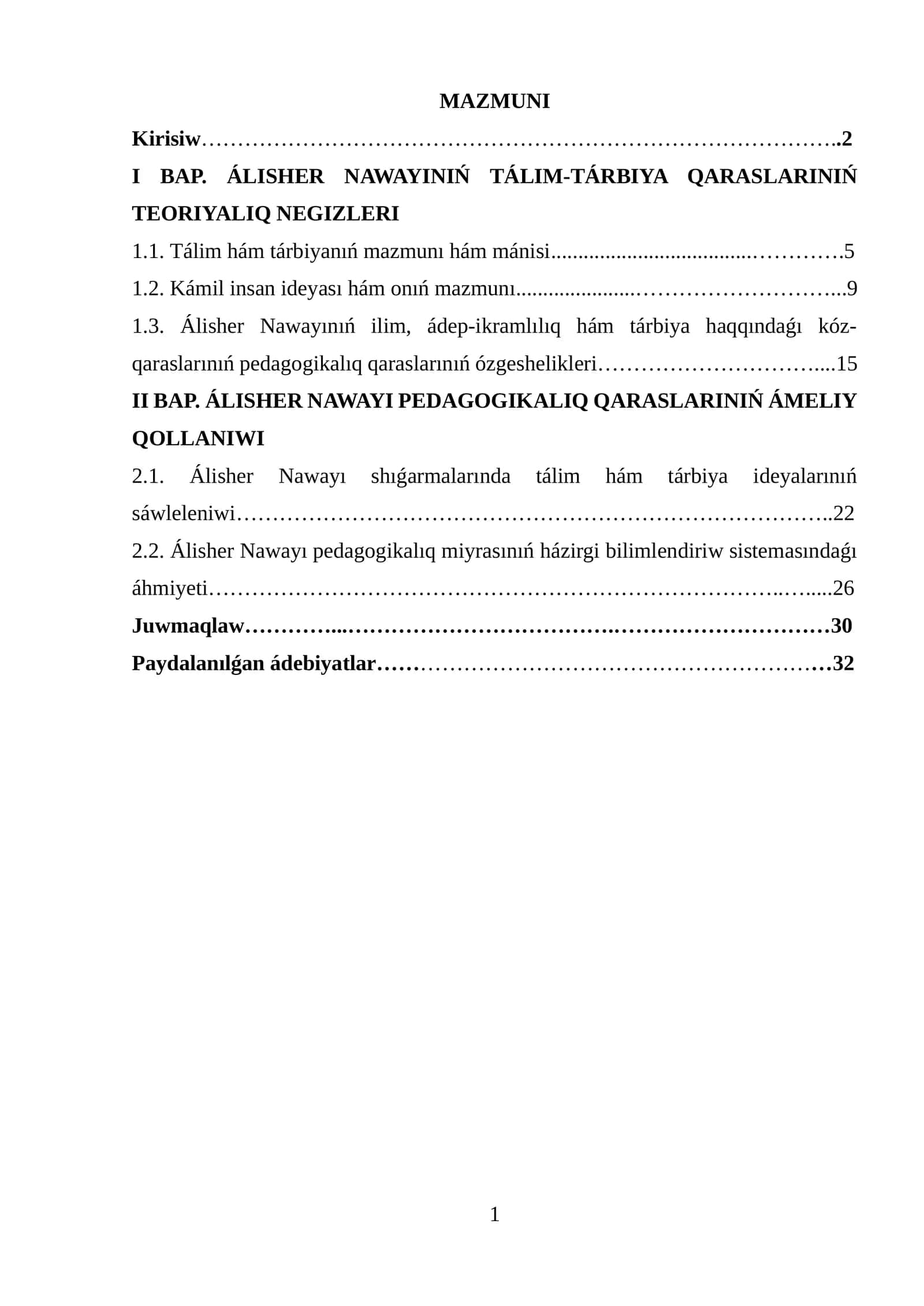 ÁLISHER NAWAYINIŃ TÁLIM-TÁRBIYA QARASLARINIŃ TEORIYALIQ NEGIZLERI 1